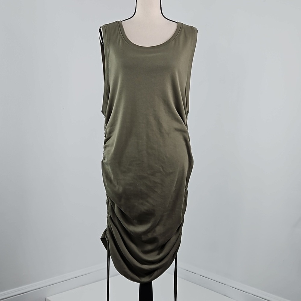 Good American Womens Tank Mini Dress Rouched in Sea Turtle Green | Women's 6